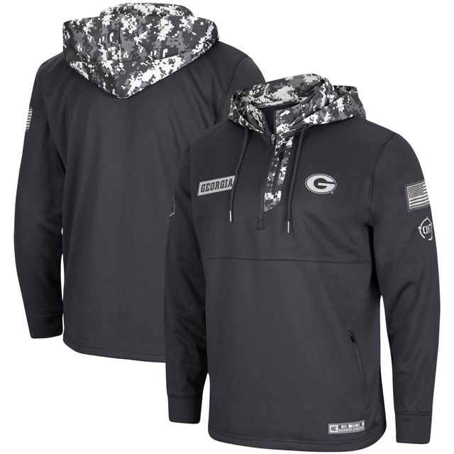 Sweat à capuche zippé pour homme Colosseum Charcoal Georgia Bulldogs OHT Military Appreciation Digital Camo