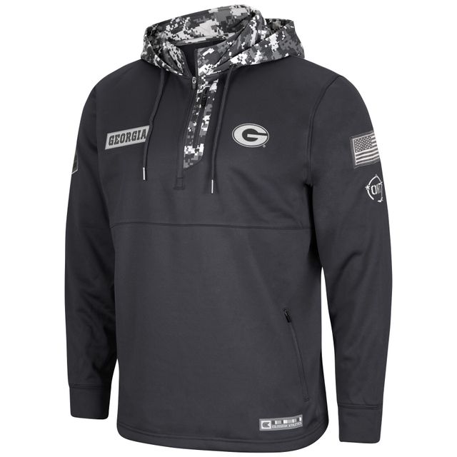 Sweat à capuche zippé pour homme Colosseum Charcoal Georgia Bulldogs OHT Military Appreciation Digital Camo