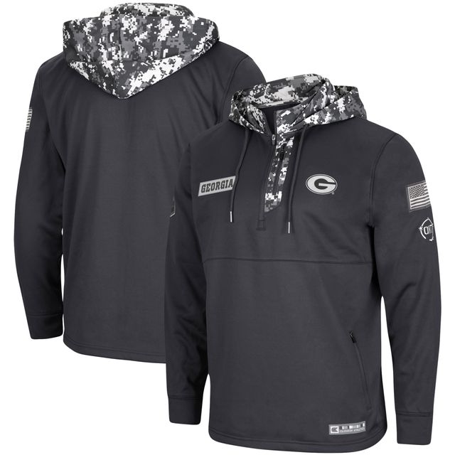 Sweat à capuche zippé pour homme Colosseum Charcoal Georgia Bulldogs OHT Military Appreciation Digital Camo