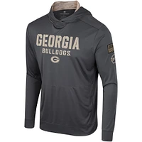 T-shirt à capuche manches longues pour hommes Colosseum Charcoal Georgia Bulldogs OHT Military Appréciation