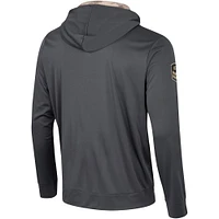 T-shirt à capuche manches longues pour hommes Colosseum Charcoal Georgia Bulldogs OHT Military Appréciation