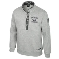 Men's Colosseum Heather Gray Georgia Bulldogs OORAH OHT Military Appreciation Fleece Quarter-Zip Jacket
