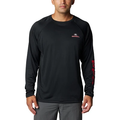 T-shirt à manches longues Columbia Black Georgia Bulldogs Terminal Tackle Omni-Shade Raglan pour homme