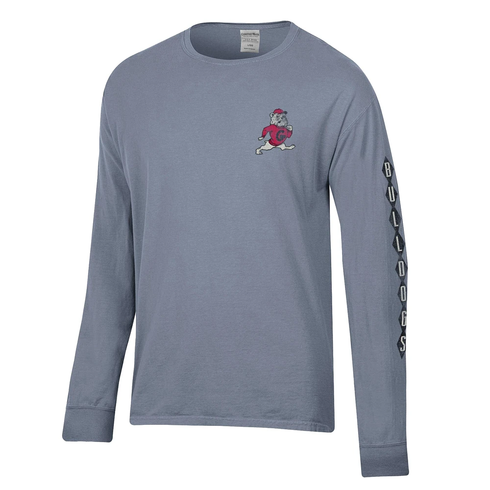 T-shirt de football à manches longues pour homme ComfortWash Grey Georgia Bulldogs Vault