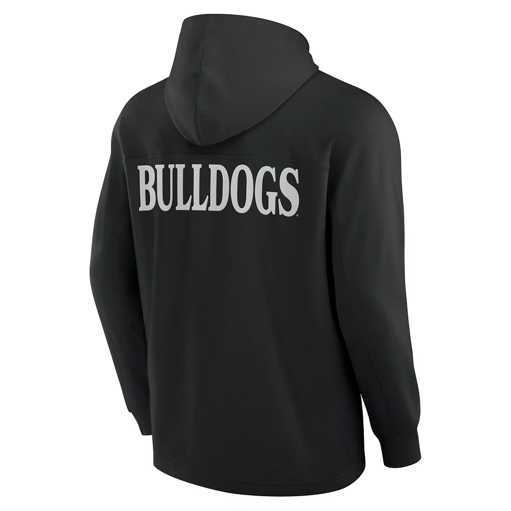 Men's Fanatics Black Georgia Bulldogs Blaze Tri-Blend Pullover Hoodie