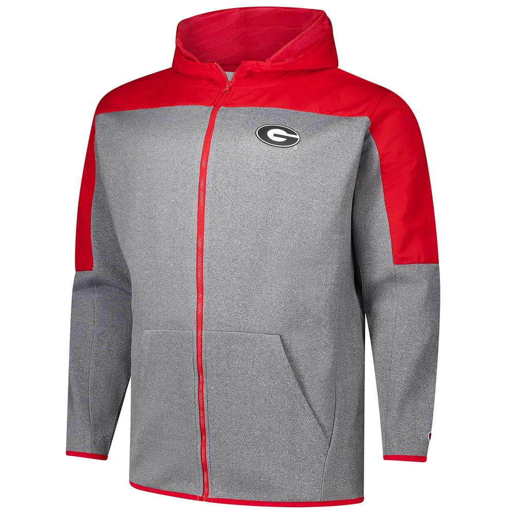 Veste à capuche zippée complète en pièces pour hommes Fanatics rouge/gris Georgia Bulldogs Big & Tall