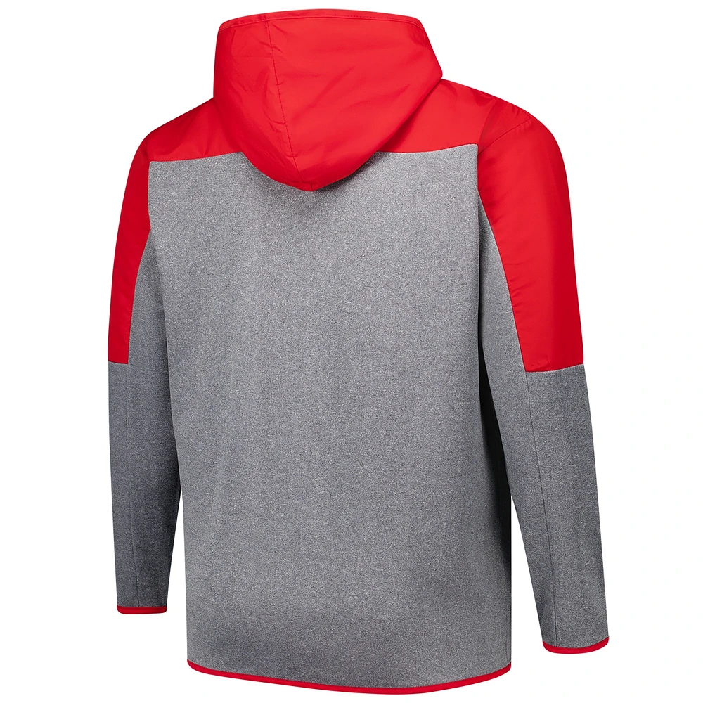 Veste à capuche zippée complète en pièces pour hommes Fanatics rouge/gris Georgia Bulldogs Big & Tall
