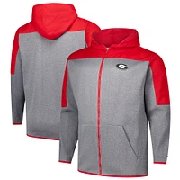 Veste à capuche zippée complète en pièces pour hommes Fanatics rouge/gris Georgia Bulldogs Big & Tall