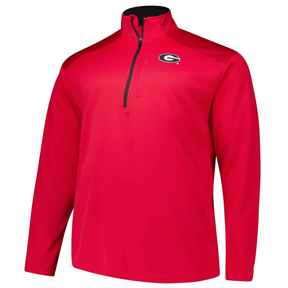 Men's Fanatics Red Georgia Bulldogs Big & Tall Defender Quarter-Zip Top