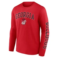 Men's Fanatics Red Georgia Bulldogs Distressed Arch Over Logo Long Sleeve T-Shirt