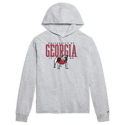T-shirt à capuche manches longues pour hommes League Collegiate Wear Ash Georgia Bulldogs Team Stack Tumble