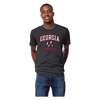 T-shirt à trois mélanges Victory Falls Arch Script des Georgia Bulldogs pour hommes de la ligue universitaire anthracite