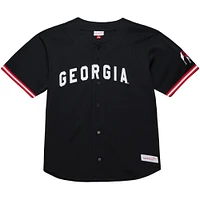 Men's Mitchell & Ness Black Georgia Bulldogs On The Clock Full-Button Fashion Jersey