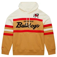 Men's Mitchell & Ness Cream Georgia Bulldogs Big Tall Head Coach Pullover Hoodie