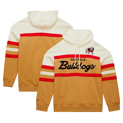Sweat à capuche pour homme Mitchell & Ness Cream Georgia Bulldogs Big Tall Head Coach