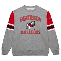 Men's Mitchell & Ness Grey Heather Georgia Bulldogs Throwback Allover 4.0 Pullover Sweatshirt