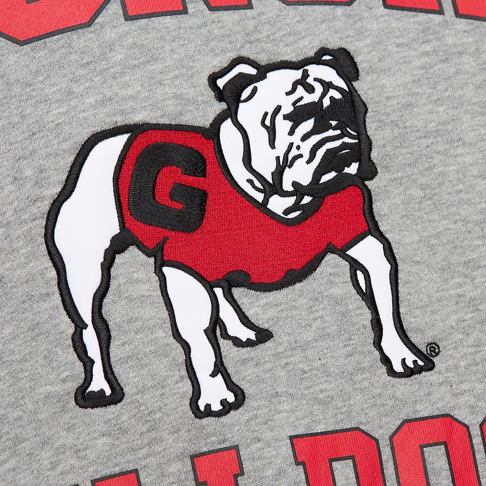 Men's Mitchell & Ness Grey Heather Georgia Bulldogs Throwback Allover 4.0 Pullover Sweatshirt