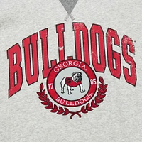 Men's Mitchell & Ness Heather Gray Georgia Bulldogs Arched Fleece Crewneck Pullover Sweatshirt