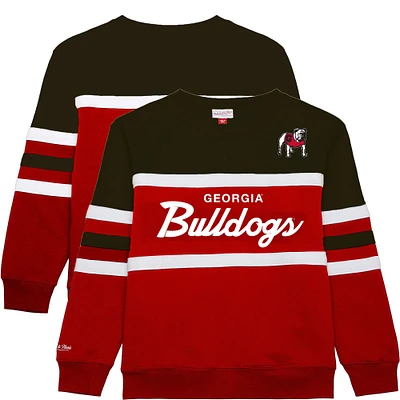 Sweat-shirt en molleton rouge Georgia Bulldogs pour homme avec logo vintage de grande taille Mitchell & Ness Head Coach