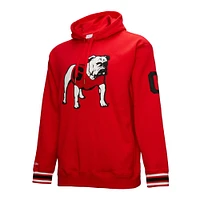 Men's Mitchell & Ness Red Georgia Bulldogs Chainstich Fleece Pullover Hoodie
