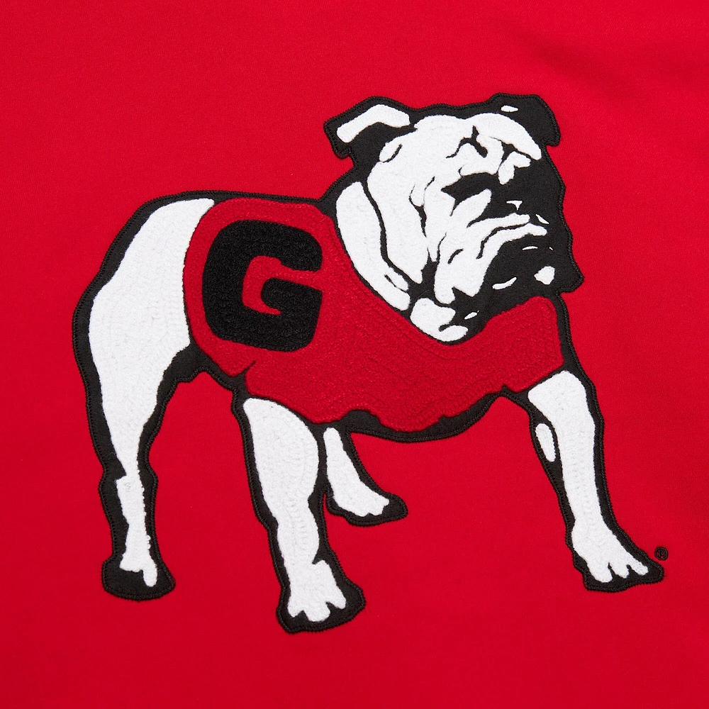 Men's Mitchell & Ness Red Georgia Bulldogs Chainstich Fleece Pullover Hoodie