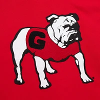 Men's Mitchell & Ness Red Georgia Bulldogs Chainstich Fleece Pullover Hoodie