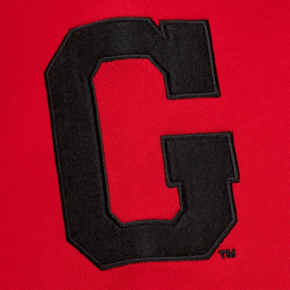Men's Mitchell & Ness Red Georgia Bulldogs Chainstich Fleece Pullover Hoodie