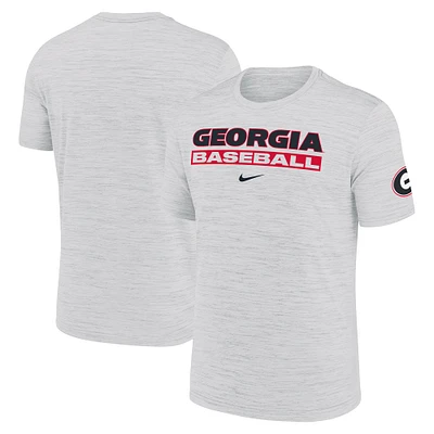 T-shirt Nike Ash Georgia Bulldogs Velocity Baseball Wordmark Stack Performance pour homme