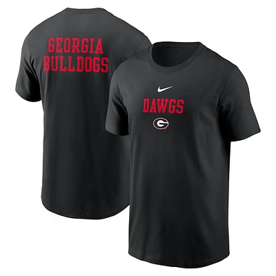 T-shirt Nike noir Georgia Bulldogs 2-Hit Stacked pour homme