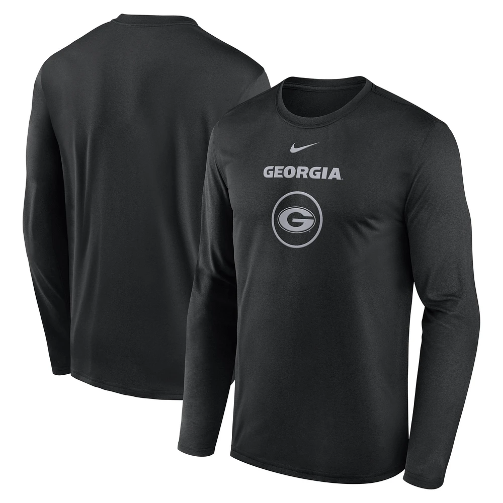 Men's Nike Black Georgia Bulldogs 2024 On-Court Basketball Practice Legend Performance Long Sleeve T-Shirt