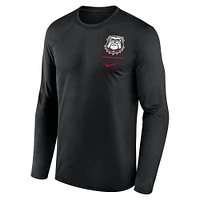 Men's Nike Black Georgia Bulldogs Alternate Logo Lockup Legend Performance Long Sleeve T-Shirt