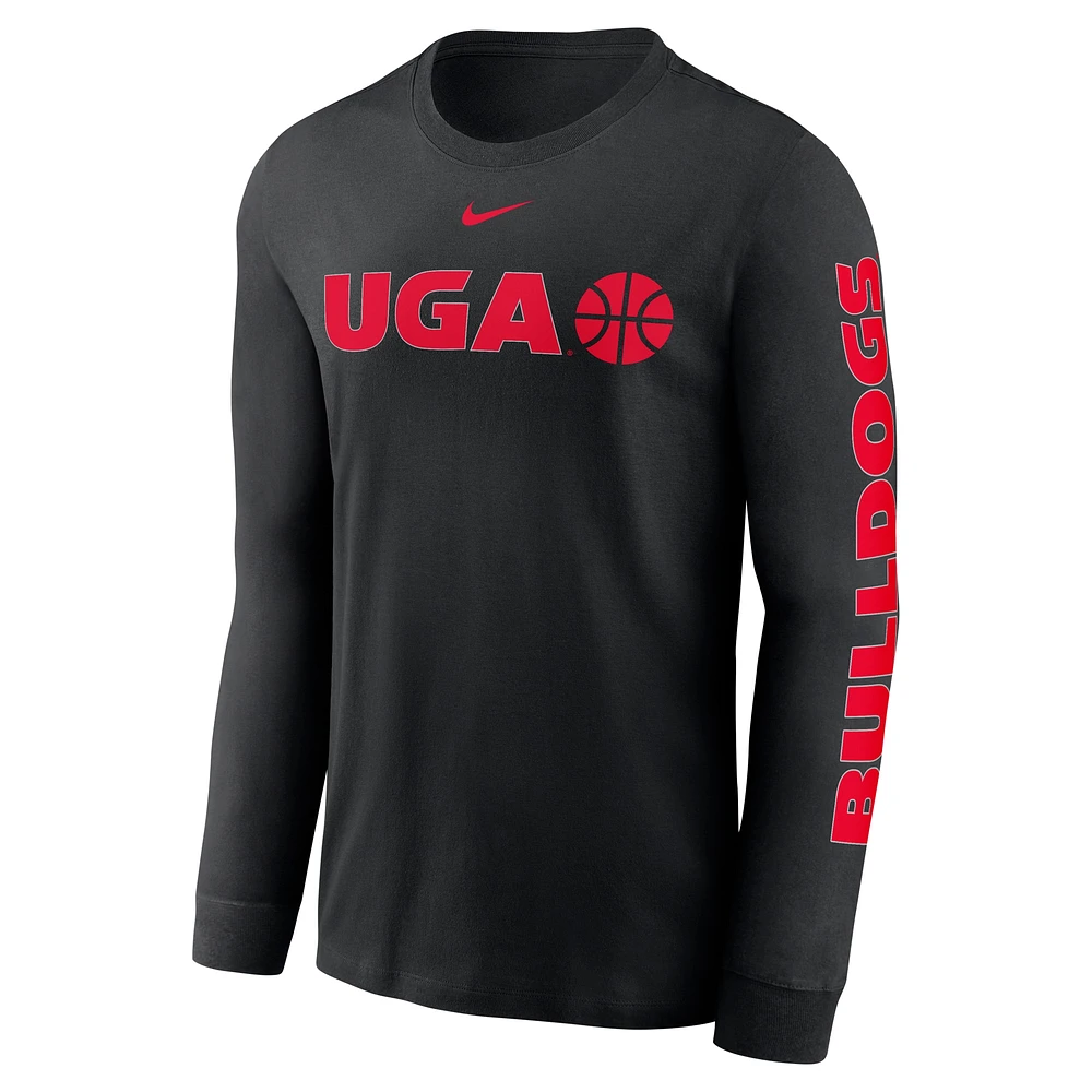 T-shirt à manches longues Nike Georgia Bulldogs Basketball Icon Two-Hit pour homme, noir