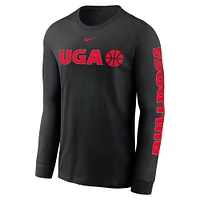 T-shirt à manches longues Nike Georgia Bulldogs Basketball Icon Two-Hit pour homme, noir