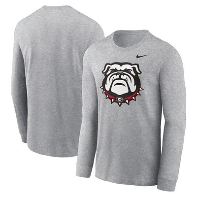 T-shirt à manches longues avec logo alternatif des Georgia Bulldogs Nike gris chiné pour homme
