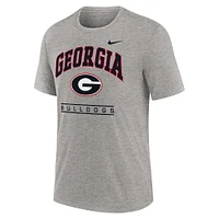 Men's Nike Heather Gray Georgia Bulldogs Arch Over Logo Tri-Blend T-Shirt