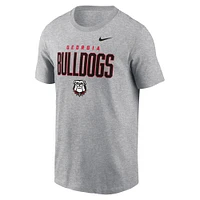 Men's Nike Heather Gray Georgia Bulldogs Campus 2-Hit Primary Mascot T-Shirt