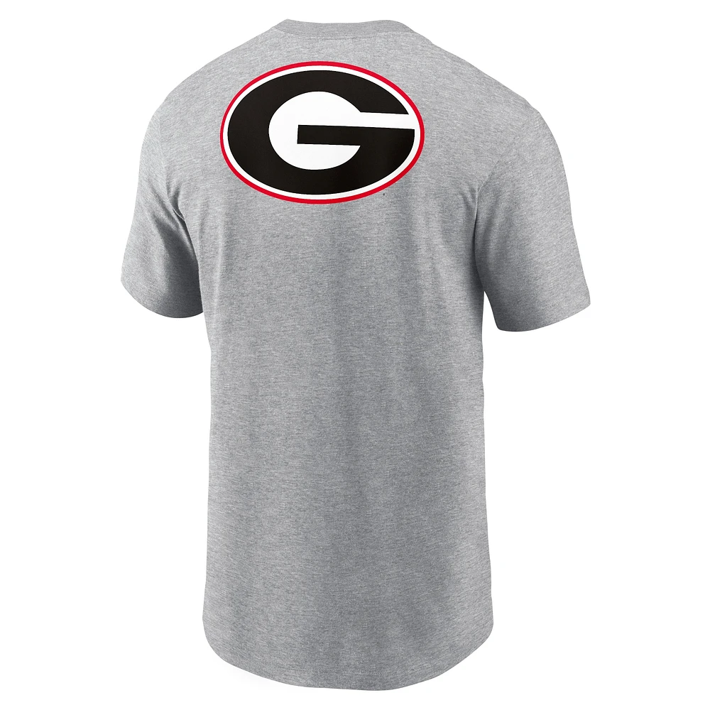 Men's Nike Heather Gray Georgia Bulldogs Campus 2-Hit Primary Mascot T-Shirt