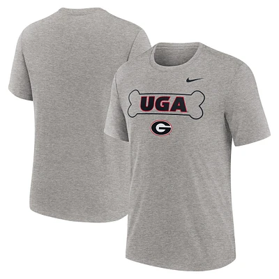 T-shirt Nike gris chiné Georgia Bulldogs Campus Local Tri-Blend pour homme