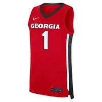 Men's Nike #1 Red Georgia Bulldogs Road Replica Jersey