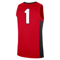 Men's Nike #1 Red Georgia Bulldogs Road Replica Jersey