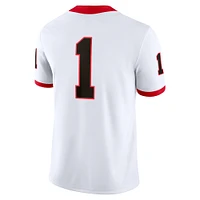 Men's Nike #1 White Georgia Bulldogs Game Jersey
