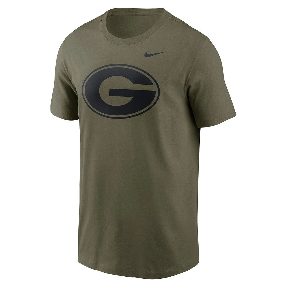 Men's Nike Olive Georgia Bulldogs 2024 Military Appreciation Tonal Logo Performance T-Shirt