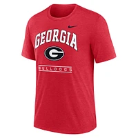 Men's Nike Red Georgia Bulldogs Arch Over Logo Tri-Blend T-Shirt