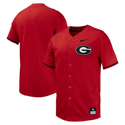 Maillot de baseball Nike pour hommes, réplique des Bulldogs Géorgie, rouge, à boutons complets
