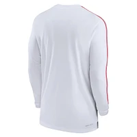 Men's Nike White Georgia Bulldogs 2024 Sideline Coach UV Performance Long Sleeve T-Shirt