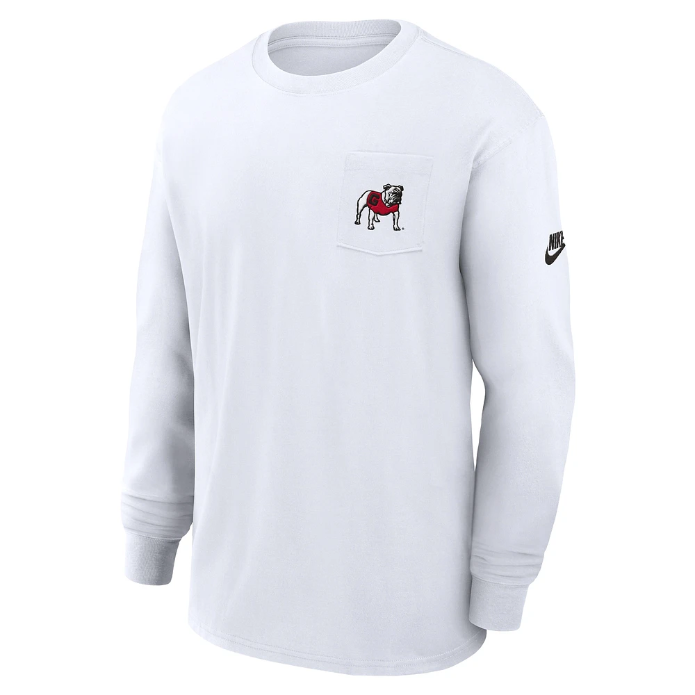 Men's Nike White Georgia Bulldogs Legacy Max90 Pocket Long Sleeve T-Shirt