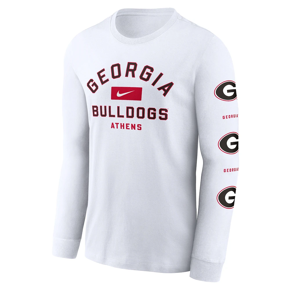 Men's Nike White Georgia Bulldogs Primetime Classic Location Long Sleeve T-Shirt
