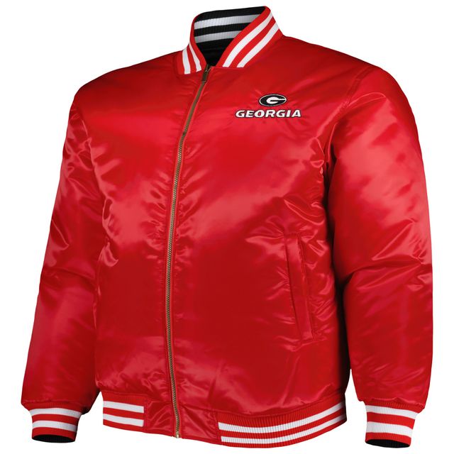 Veste réversible en satin à glissière pleine longueur Georgia Bulldogs Big & Tall pour homme, rouge/noir