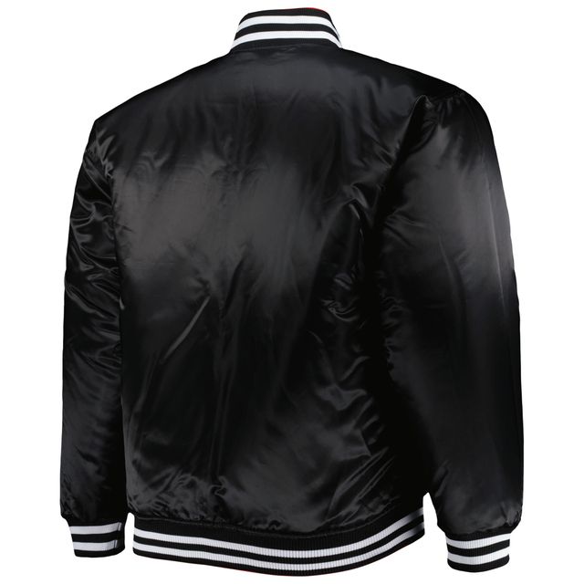 Veste réversible en satin à glissière pleine longueur Georgia Bulldogs Big & Tall pour homme, rouge/noir