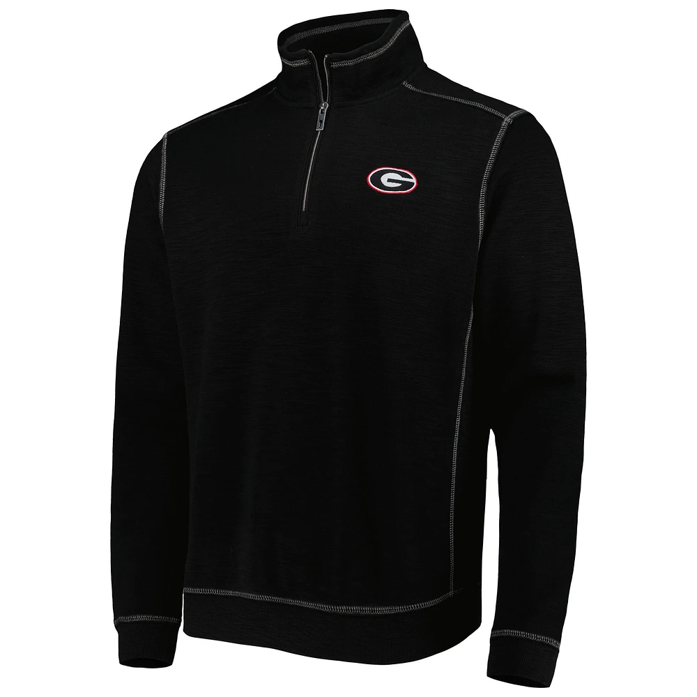 Men's Tommy Bahama Black Georgia Bulldogs Sport Tobago Bay Tri-Blend Mock Neck Half-Zip Jacket